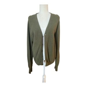 Billy Casper By Revere Olive Green Mohair Grunge Cardigan Leather Elbow Patch